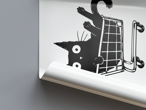 Katze Einkaufswagen Poster