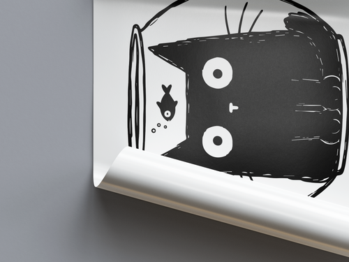 Katze Goldfisch Poster