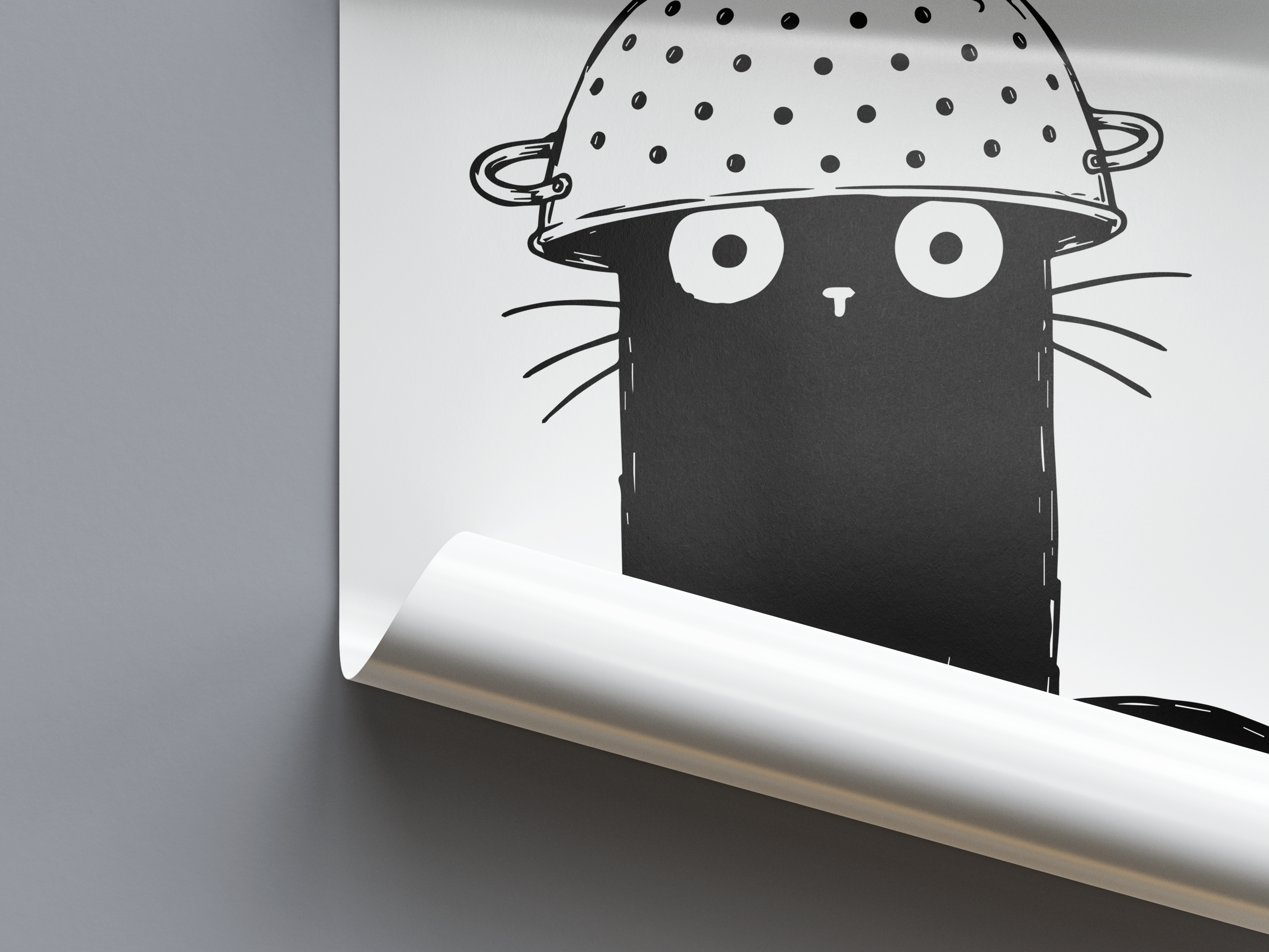 Katze Nudelsieb Poster