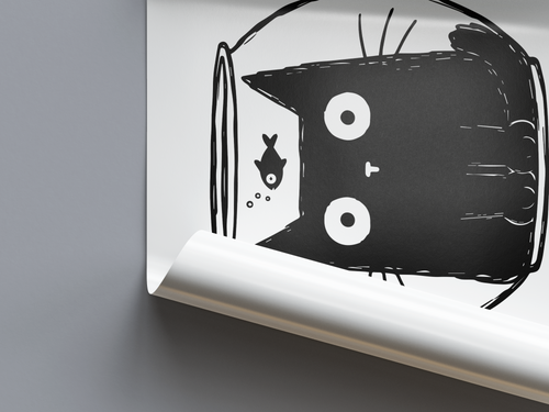 Katze Goldfisch Poster
