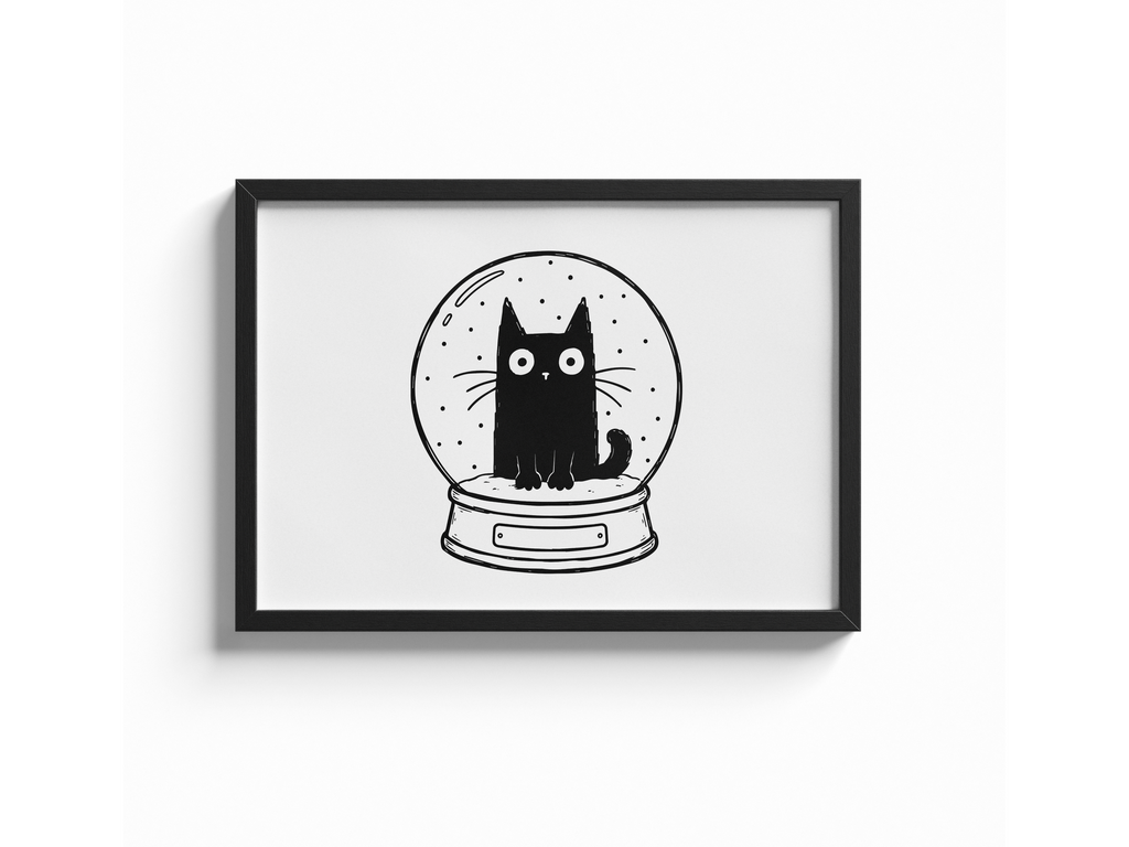 Katze Schneekugel Poster