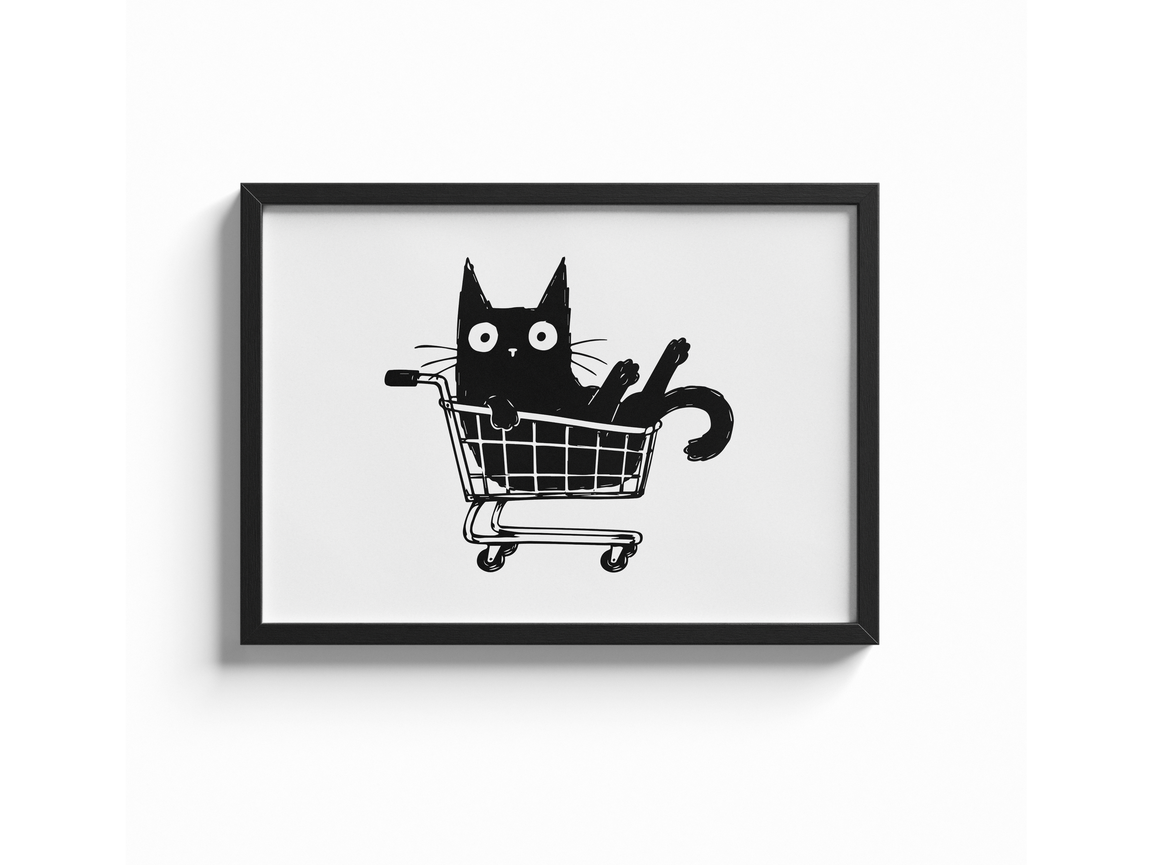 Katze Einkaufswagen Poster