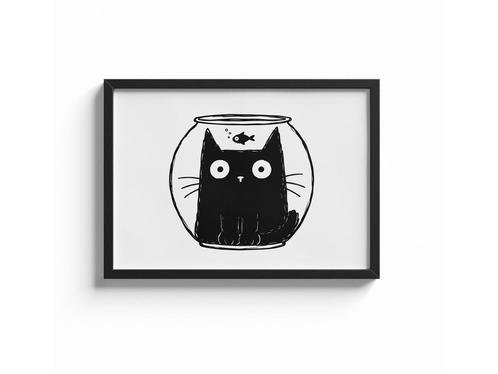 Katze Goldfisch Poster