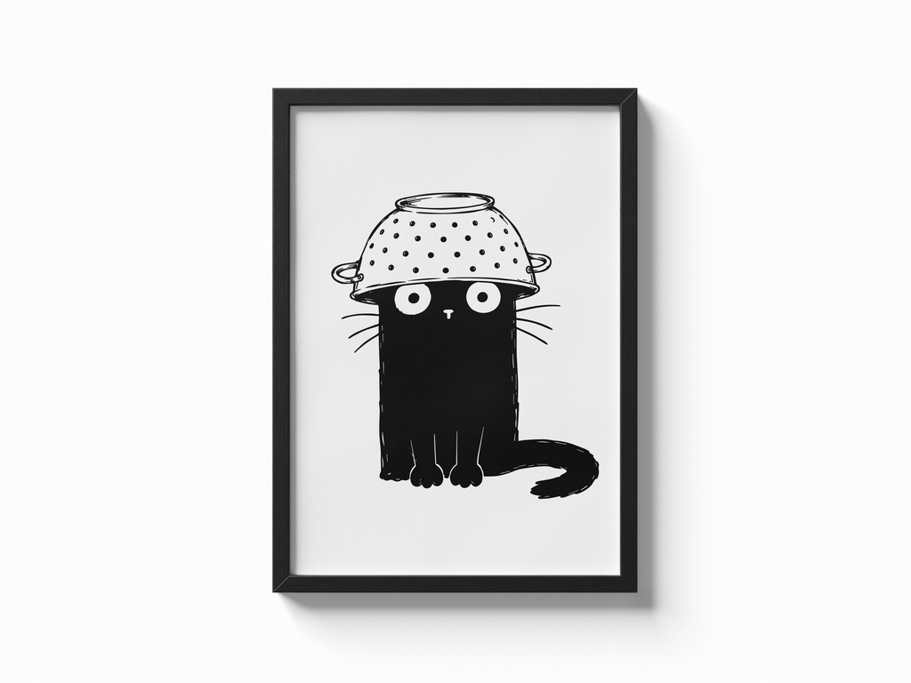 Katze Nudelsieb Poster