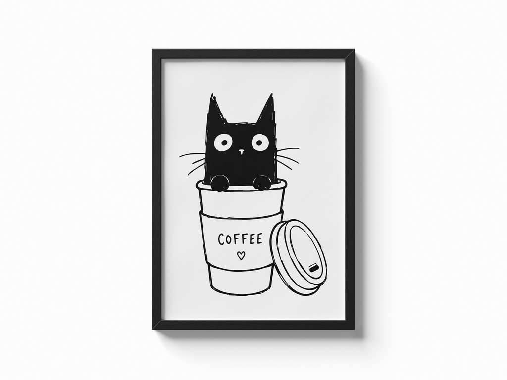 Katze Kaffeebecher Poster