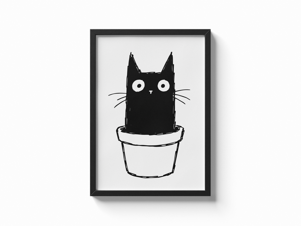 Katze Blumentopf Poster