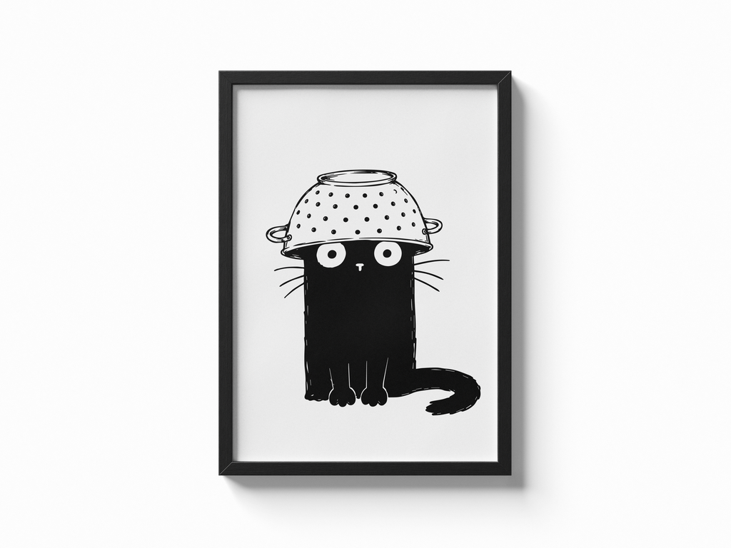 Katze Nudelsieb Poster